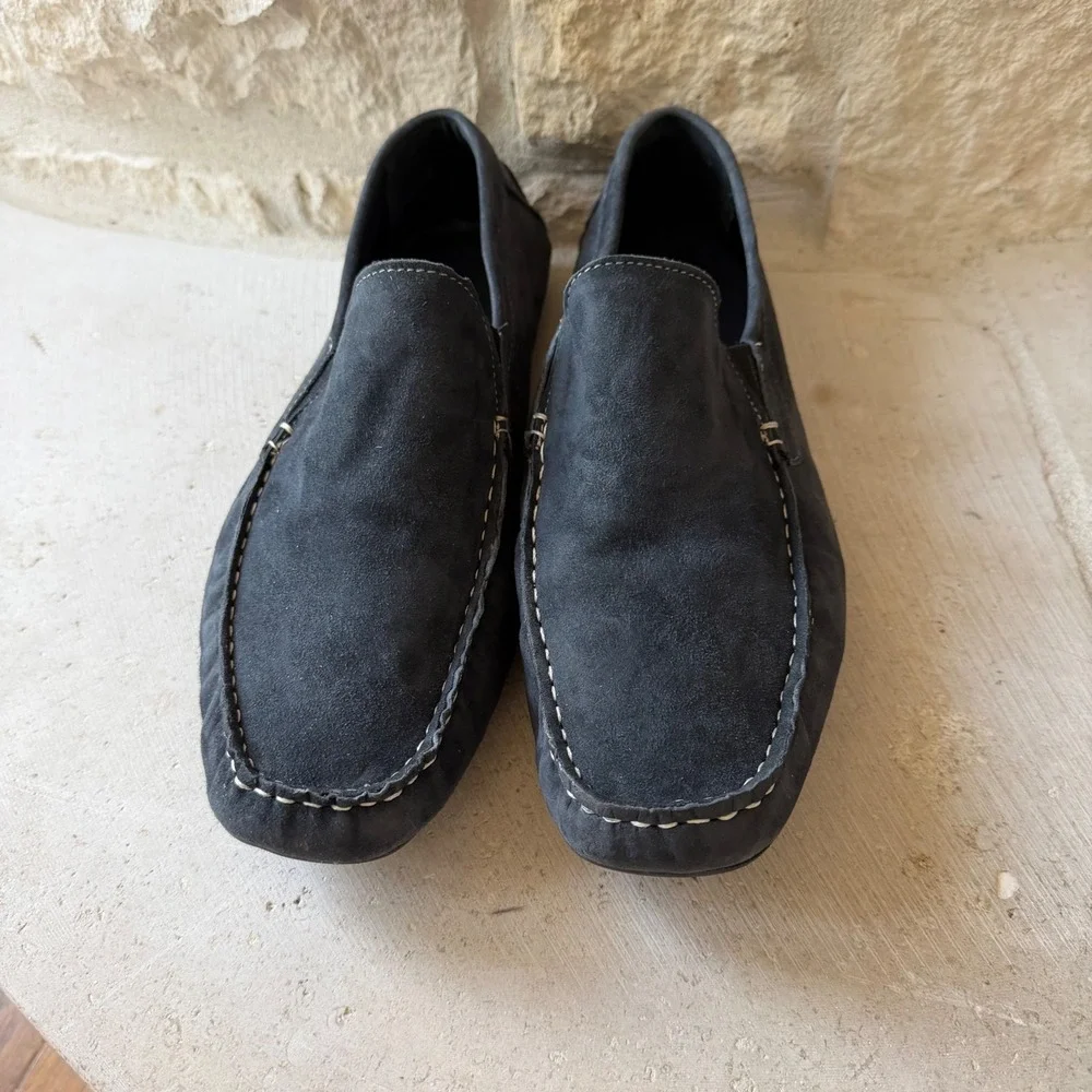 Joseph‎ Abboud Mens Navy Blue Suede Driving Slip On Loafers Square Toe Size 12